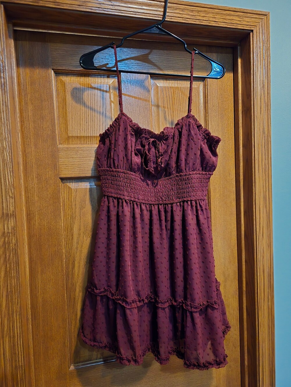 Trixxi Wine Red Layered Sundress